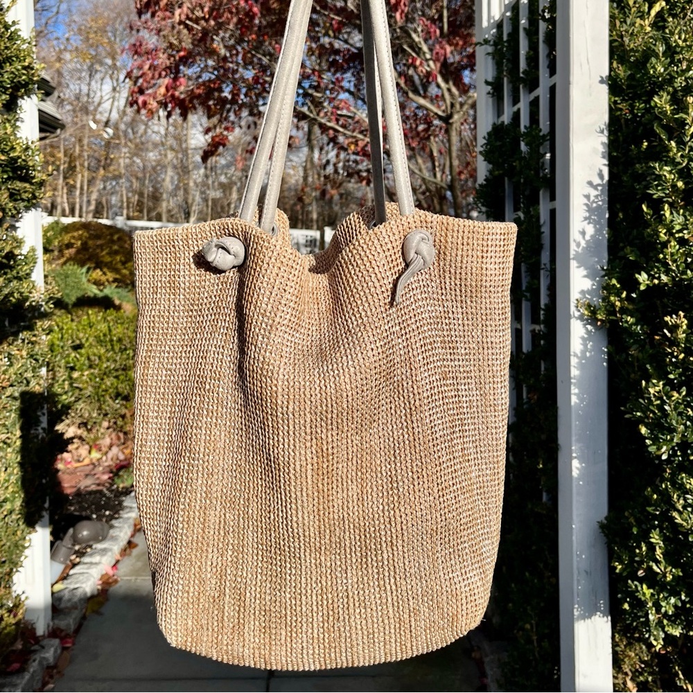 Monserat De Lucca Women’s Large Mafalda Shopper Tote Bag — Natural & Silver - Picture 6 of 12